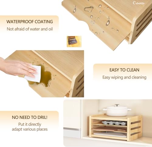 Celestite Wooden Baking Sheet Organizer for Cabinet, Baking Tray - Image 5