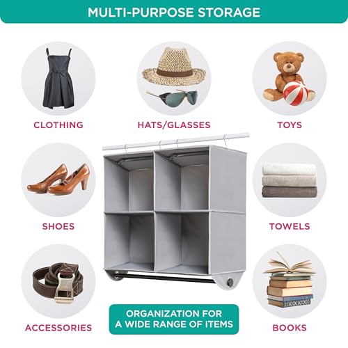 HOLDN’ STORAGE Hanging Closet Organizer with Garment Rod, 4-Shelf - Image 6