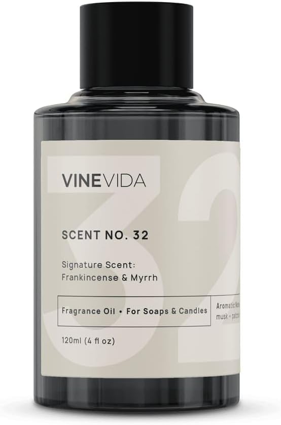 VINEVIDA [4oz] Frankincense & Myrrh Fragrance Oil for Candle Making and Soap Making - Premium Candle Scents for Soy Candles