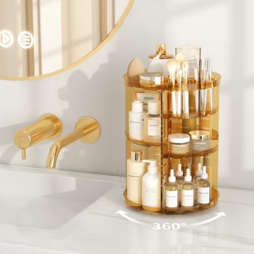 Jiavarry Rotating Makeup Organizer, Clear Gold, 8 Ad | All Products - Image 4