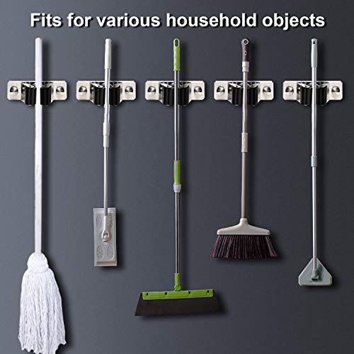 Mop and Broom Holder Wall Mount, 2PCS Heavy Duty Stainless Steel - Image 6