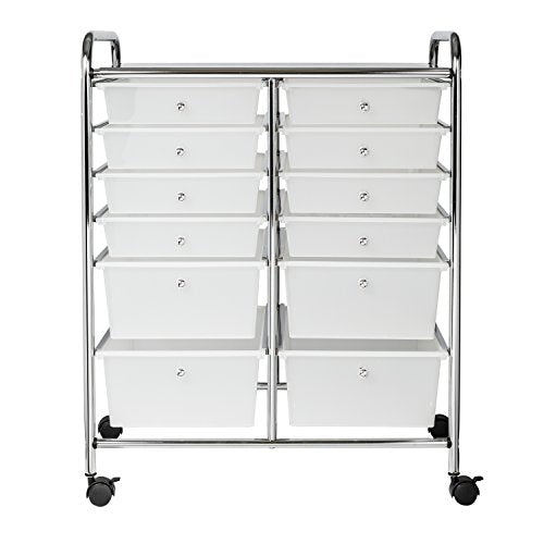 Honey-Can-Do Rolling Craft Storage Cart, Clear, 12-Drawer - Image 3