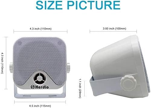 Herdio 4" Heavy Duty Waterproof Boat Marine Box Outdoor Speakers - Image 5