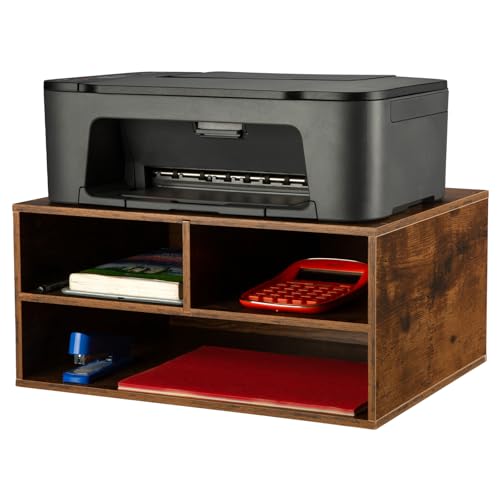 Printer Stand Shelf with Storage Wood Desk Paper Organizer - Image 2