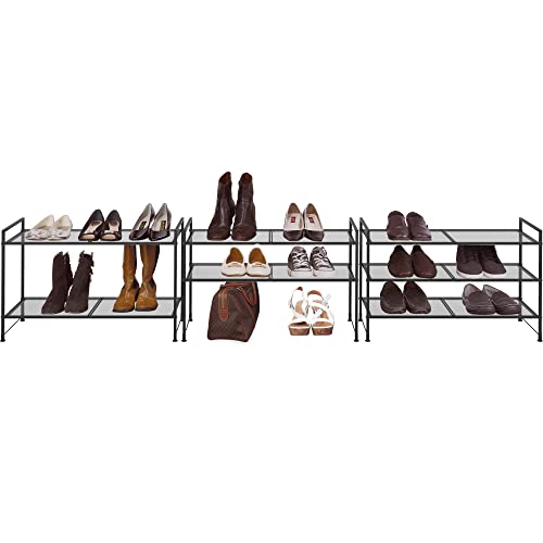 Simple Houseware 3-Tier Stackable Mesh Shoe Rack, Black - Image 4