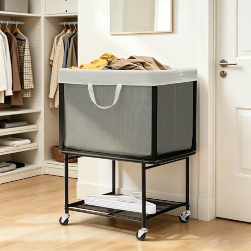Rolling Laundry Hamper with Lockable Wheels, 29-Gallon - Image 5