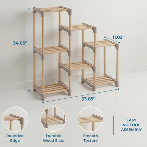 Honey-Can-Do 7-Tier Natural Wood Plant Stand | Home Organization - Image 4