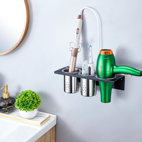 Wall Mount Hair Tool Organizer, 3-in-1 Blow Dryer Holder - Image 7