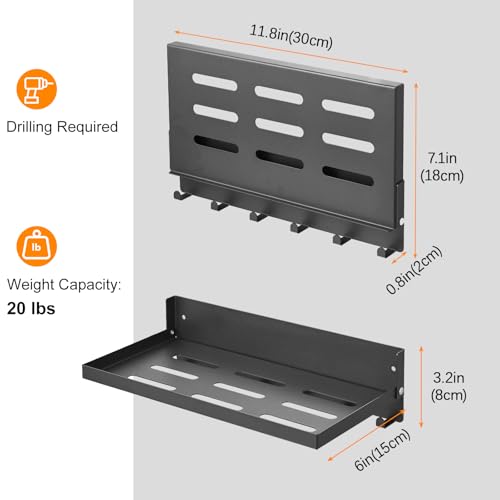 2 Pcs Folding Wall Shelf with Hooks 90° Foldable Shelf - Image 4