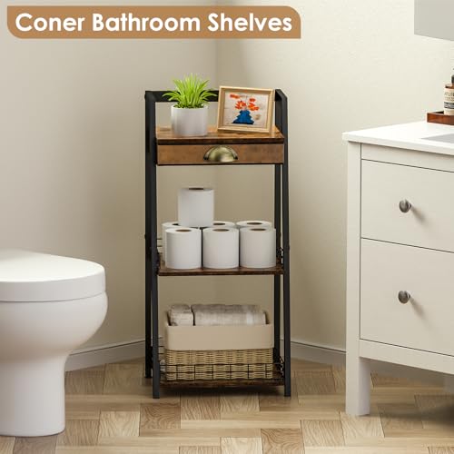 keomaisyto 3-Tier Bathroom Shelves with Canvas Drawer, Floor - Image 5