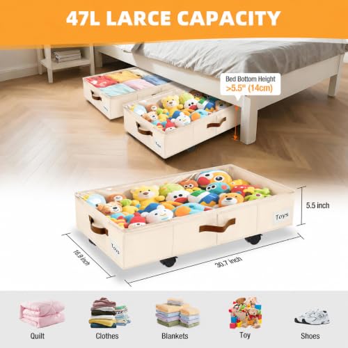 Under Bed Storage with Wheels, Dorm Room Organizer | Home Organization - Image 3