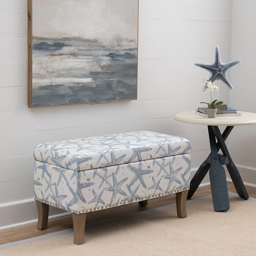 Linon Stephanie Cream and Light Blue Starfish Fully - Image 3