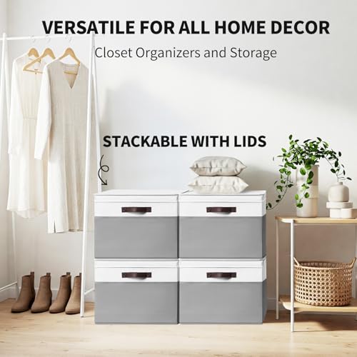 2 Pack EXTRA LARGE Blanket Storage Baskets with Lids, 22”x16”x12” - Image 4