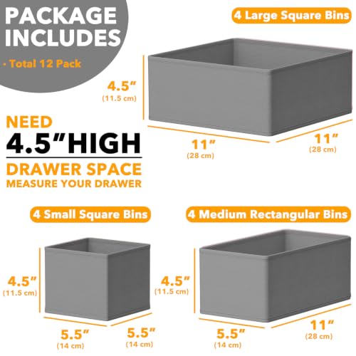 SpaceAid Drawer Organizer Clothes, 12 Pack Dresser Organizer Bins - Image 7