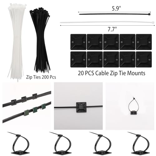 604 Pcs Cable Management Kit, 4 Cord Organizer Sleeve - Image 7
