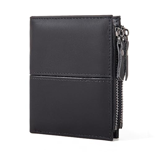 Men's wallet RFID blocking zipper coin purse genuine leather - Image 3