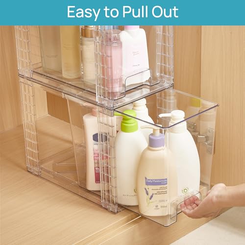 Vtopmart 4 Pack Clear Stackable Storage Drawers,9.7" High Plastic - Image 6