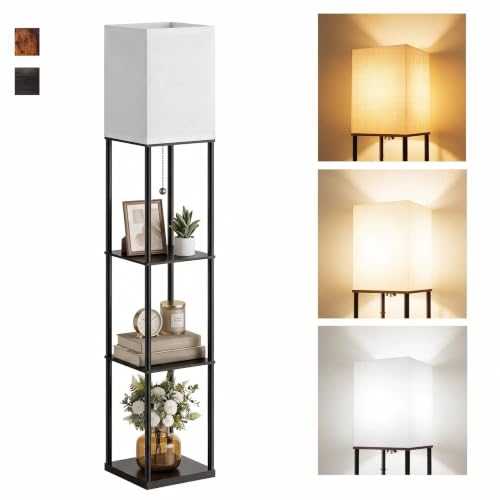 Floor Lamp with Shelves for Living Room, 3-Tier Corner Shelf Lamp - Image 2