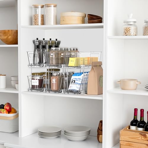 Simple Houseware 2 Tier Narrow Drawer Cabinet Pull-Out Organizer, Clear - Image 8