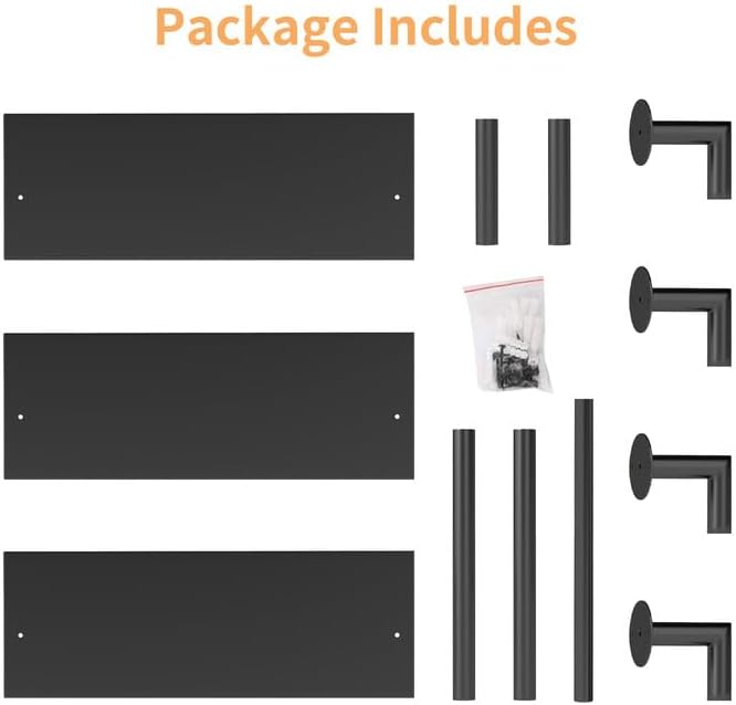 Bathroom Shelves Wall Mounted, 3 Tier Towel Racks with Towel Bar, 26in Stainless Steel Floating Pipe Shelves Over Toilet, Wall Shelves for Bathroom Laundry Room Kitchen Storage