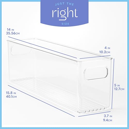 Plastic Food Storage 6 Pack Clear Container Bin with Handles - Image 4