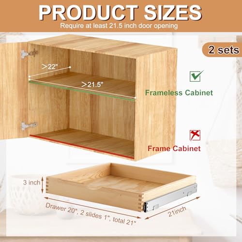 2 Set Wood Pull out Cabinet Organizer, Wood Color - Image 3