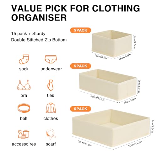 DIMJ Drawer Organizer Clothes 15 Pack - Image 3