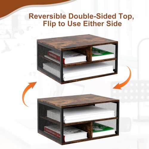 2 Tier Printer Stand with Storage, Wooden Printer Shelf - Image 7