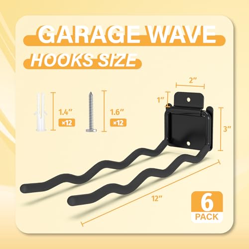 6 Pack 12" Wave Garage Hooks - Image 3