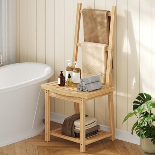 HOOBRO Freestanding Towel Rack for Bathroom, Bamboo Blanket Rack - Image 2