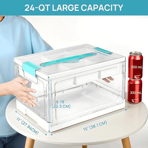 Vtopmart 24 QT Foldable Clear Craft Storage Box,Tray and Dividers - Image 4
