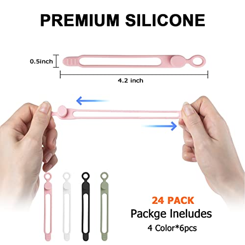 24Pcs Silicone Cable Ties, Cord Organizer Cable Management-Multi - Image 3
