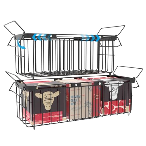 Freezer Organizer Bins, 2 Pack Expandable Stackable Chest - Image 2