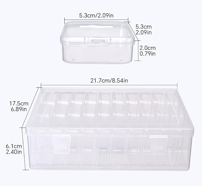 Bead Storage Box Clear Plastic Organizer Containers with Hinged Lids for Bracelet Making Nail Art Seed Beads Stack Craft Case Travel-Friendly Design (30pcs)