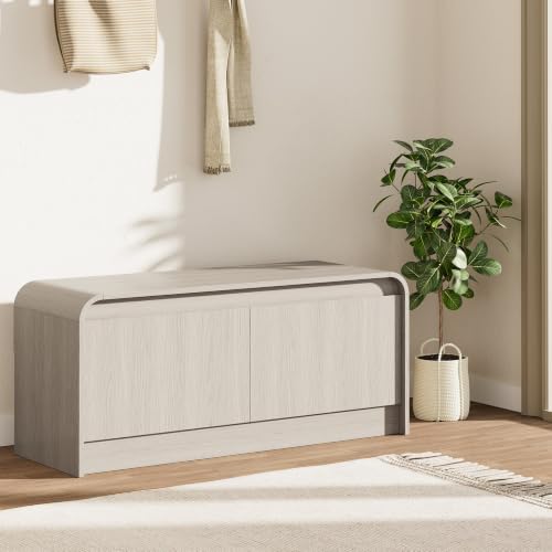 Modern Curved Entryway Shoe Storage Bench - Image 2