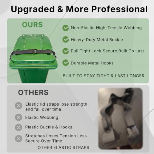 Outdoor Trash Can Lid Lock Strap Raccoons & Animals Proof Fits - Image 3