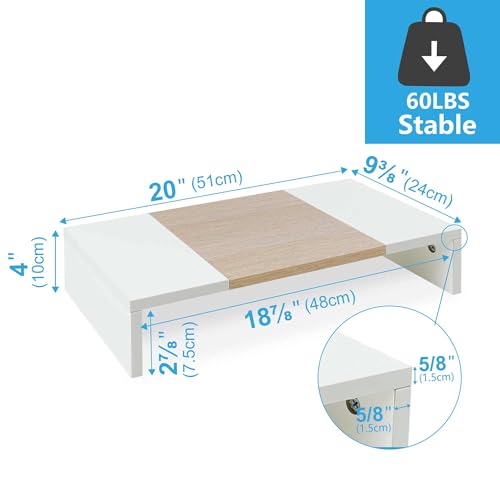 TEAMIX 20 Inch Monitor Stand Riser, Wooden Desktop Riser - Image 5