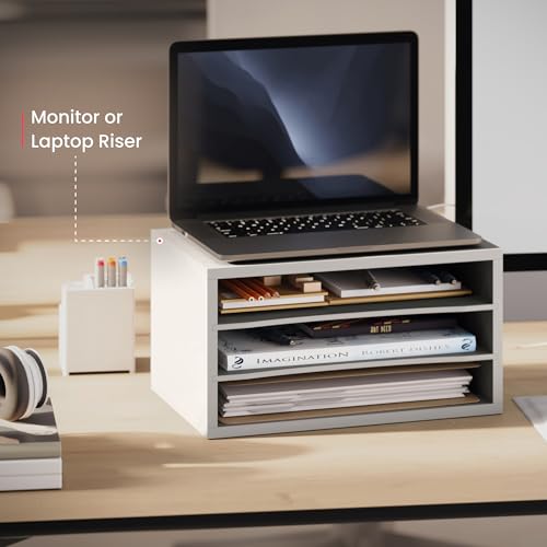 Ballucci Paper Organizer, 3-Tier Stackable Wood Desk Organizer - Image 5