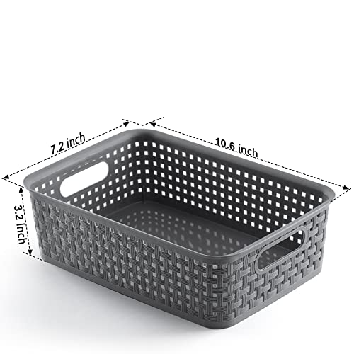 NETANY Plastic Storage Baskets - 8 Pack, Gray - Image 4
