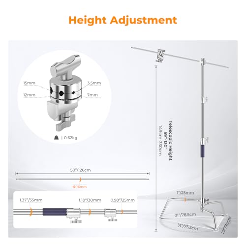 K&F CONCEPT Heavy Duty C Stand, 10.8ft - Image 3