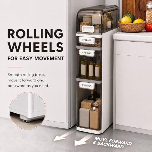 Slim Bathroom Storage Cabinet with Drawers, 3-Tier - Image 5