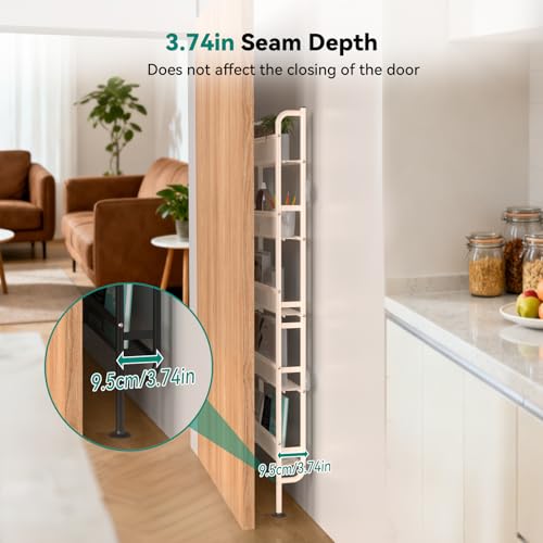 NECHEGE Slim Shelf Behind Door Storage Rack, 5-Tier Multi-Purpose - Image 7