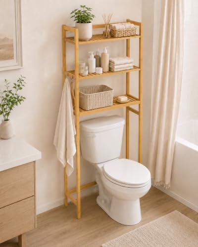 Over The Toilet Storage,Space Saving 3 Tier Bamboo | Home Organization - Image 5