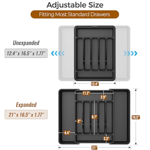 ukeetap Extra Large Expandable Silverware Organizer, Flatware - Image 4