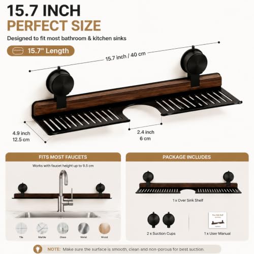 Bathroom Over Sink Shelf, 15.7 Inch No Drill Sink Organizer - Image 4