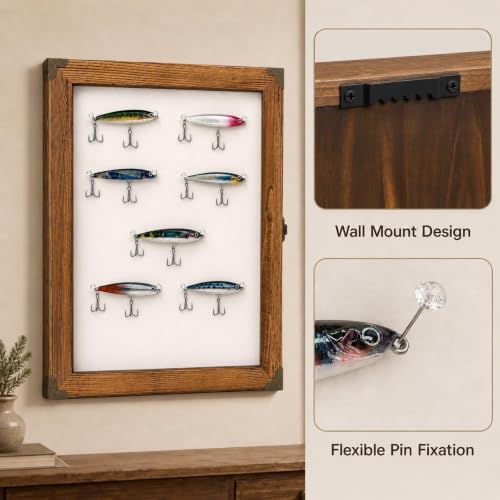 Wall Mount Fishing Lure Display Case, Wooden Shadow Box - Image 7