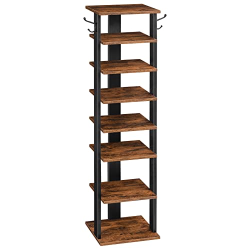HOOBRO 8 Tiers Vertical Shoe Rack, Wooden Shoe Storage Organizer - Image 2