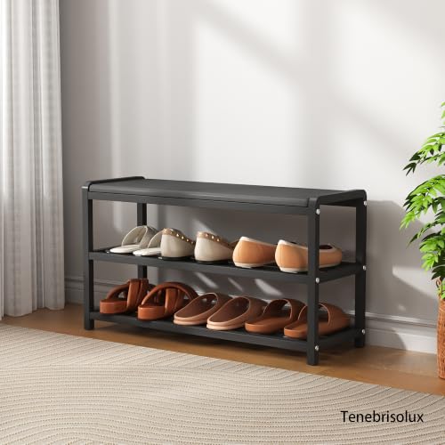Stainless‑Steel Padded Shoe Rack Bench, Entryway Storage - Image 4