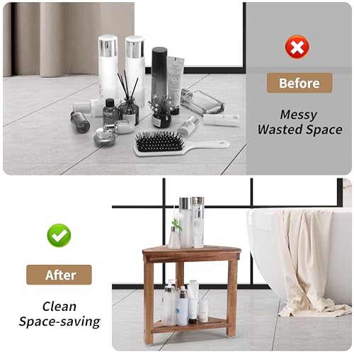 Boulphia Shower Foot Rest 14in, Acacia Wood Shower S | All Products - Image 5