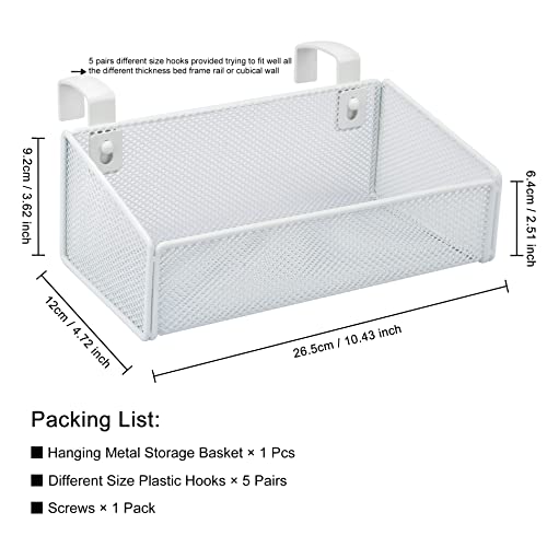 Bedside Caddy Hanging Storage Basket Beside Shelf Metal - Image 3